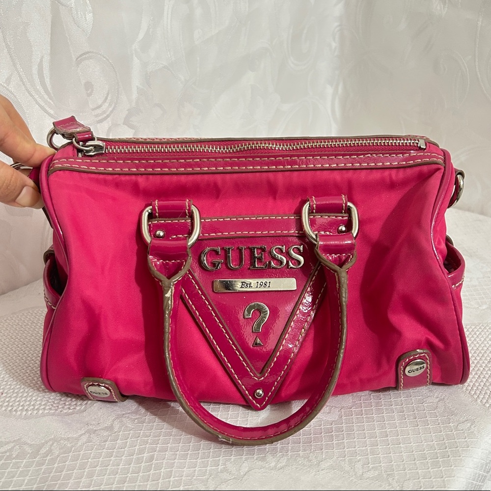NWT GUESS RARE Y2K Barbie Hot Pink Satchel Crossbody Bag